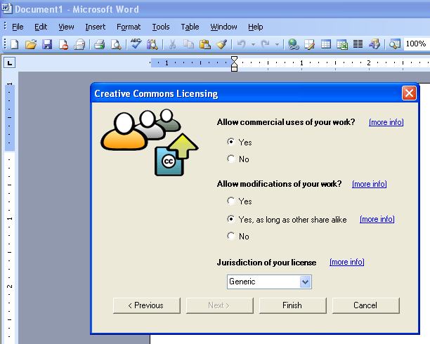 Microsoft Office Addin - Creative Commons