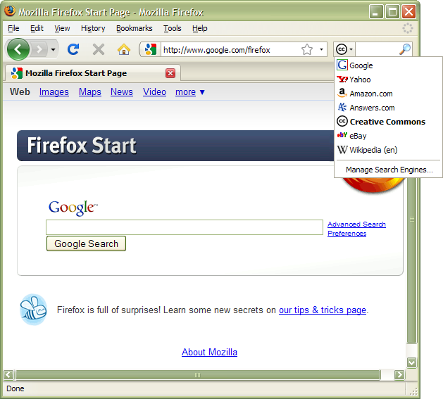 mozilla firefox search engine settings